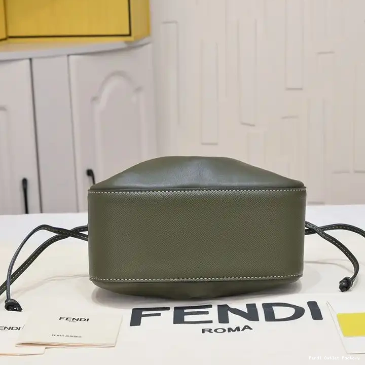 Affordable HOT In Calf Mini Fendi Green Bag Bucket Leather Pomodorino 0609